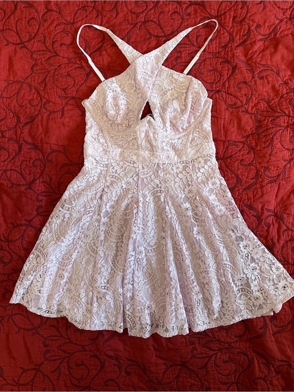 For Love & Lemons Pale Pink Lace Mini Dress